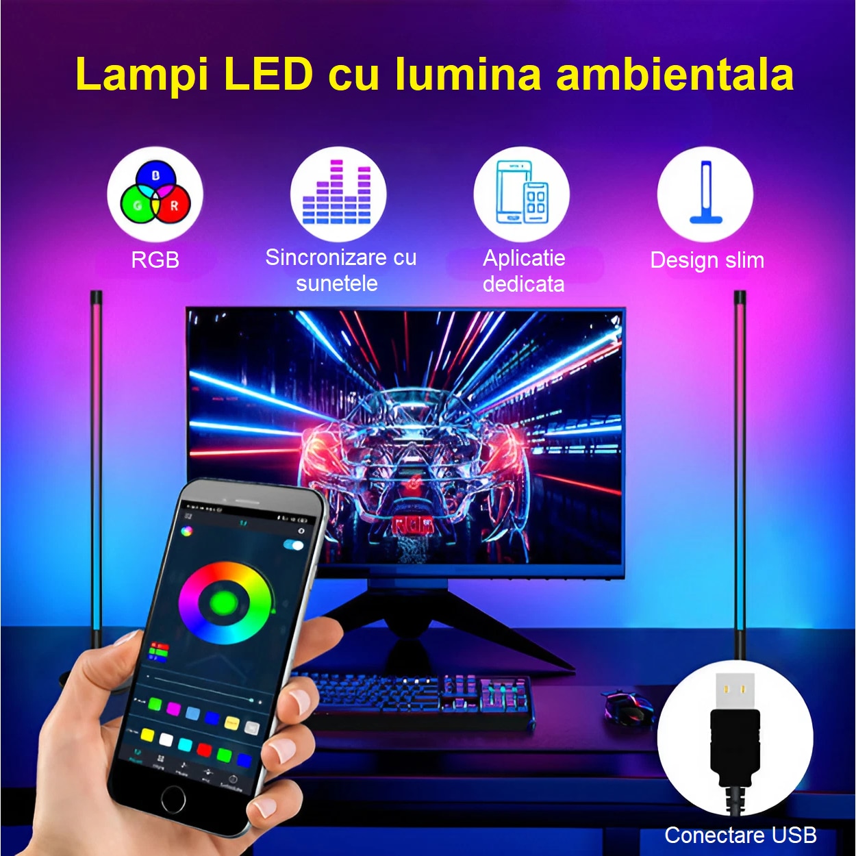 Kuubee Smart Lampade Led, Lampada LED Gaming con 20 effetti