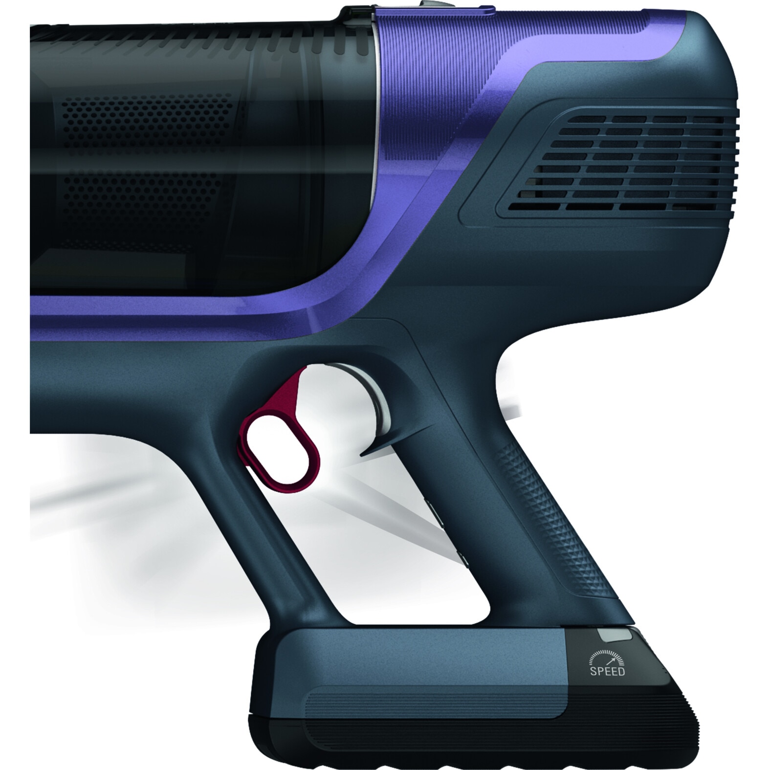 Aspirator vertical Rowenta X-Pert 6.60 Essential RH6838WO, 100W, autonomie 45 min, capacitate praf 0.55L, perie tapiterie, duza spatii inguste, baza de incarcare, albastru & mov
