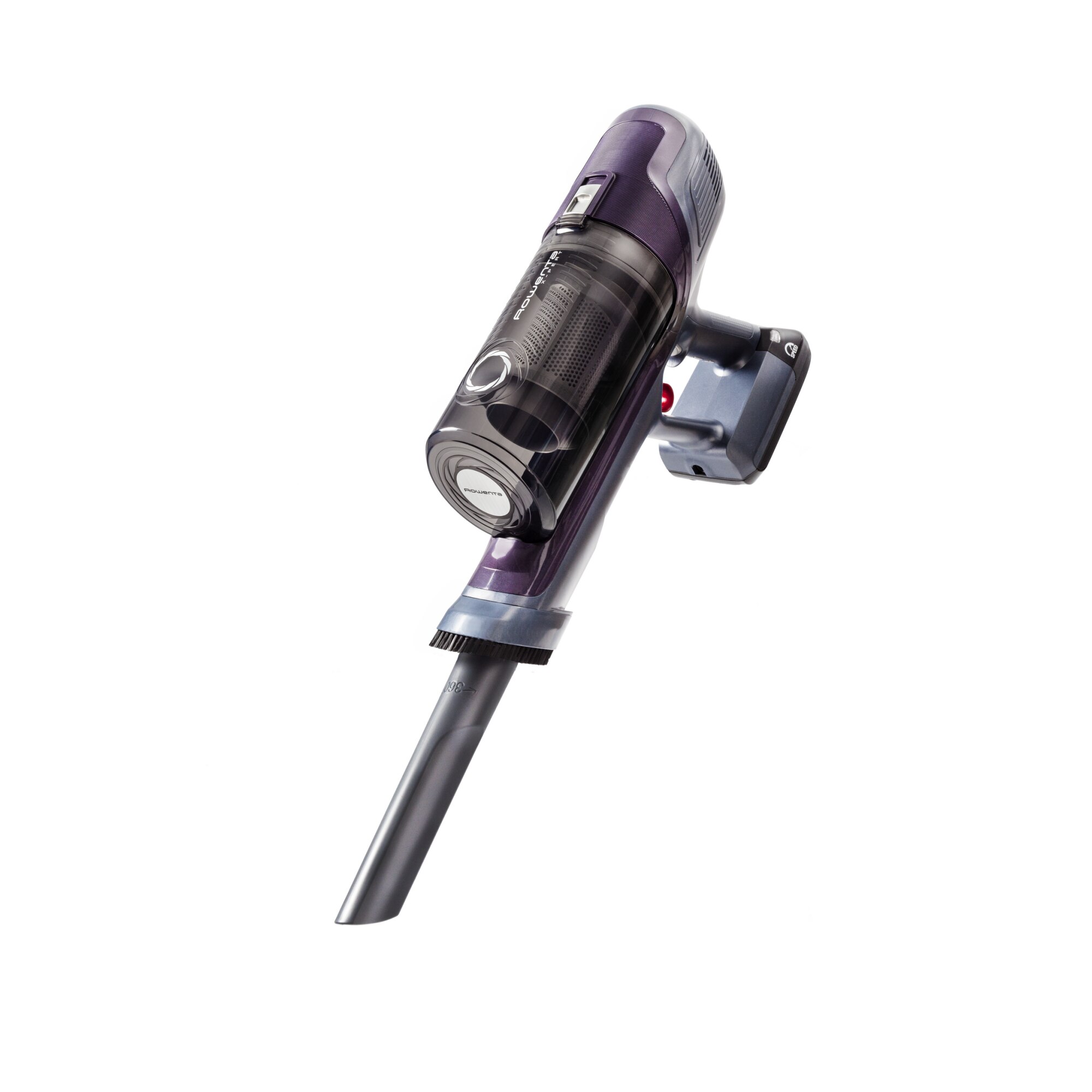Aspirator vertical Rowenta X-Pert 6.60 Essential RH6838WO, 100W, autonomie 45 min, capacitate praf 0.55L, perie tapiterie, duza spatii inguste, baza de incarcare, albastru & mov