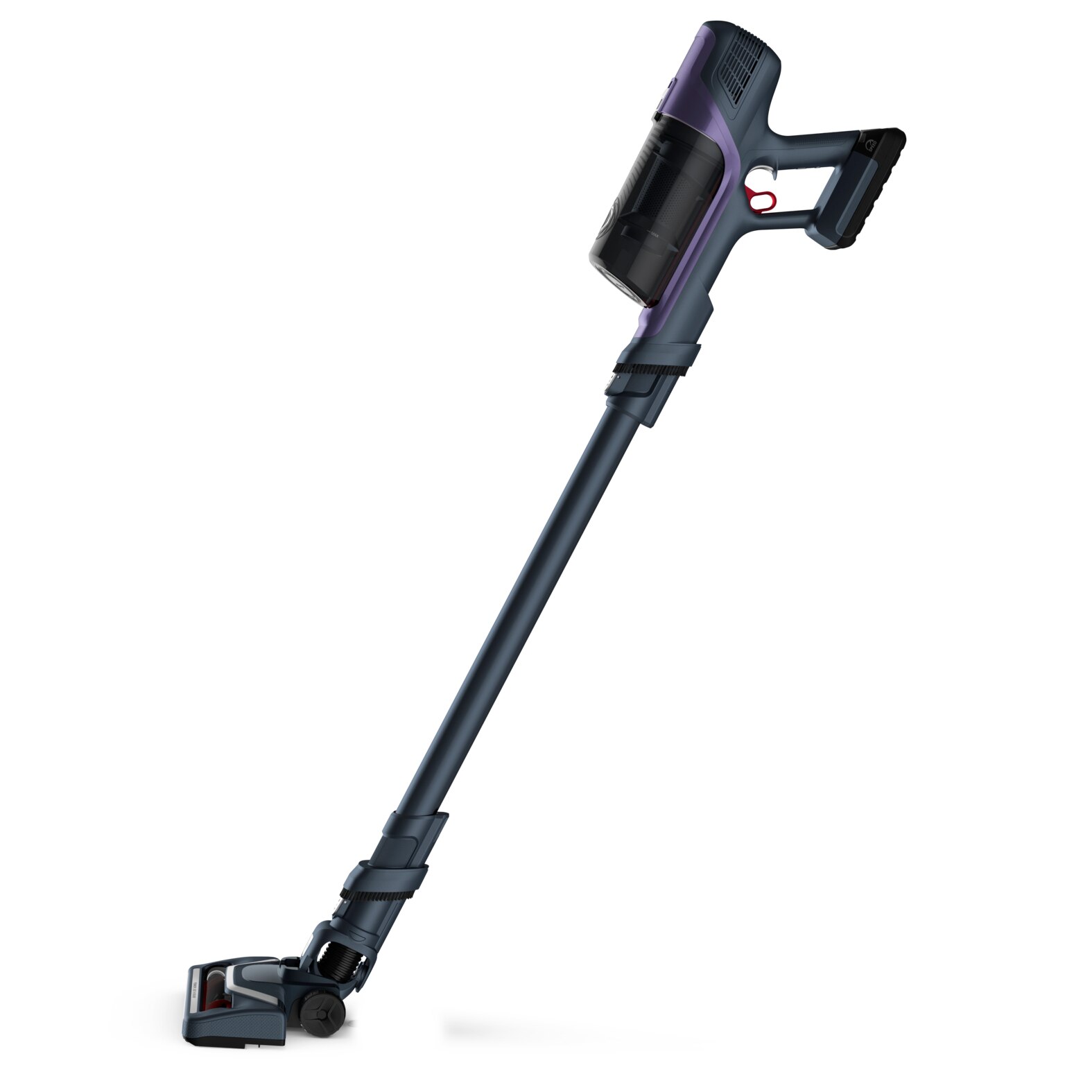 Aspirator vertical Rowenta X-Pert 6.60 Essential RH6838WO, 100W, autonomie 45 min, capacitate praf 0.55L, perie tapiterie, duza spatii inguste, baza de incarcare, albastru & mov