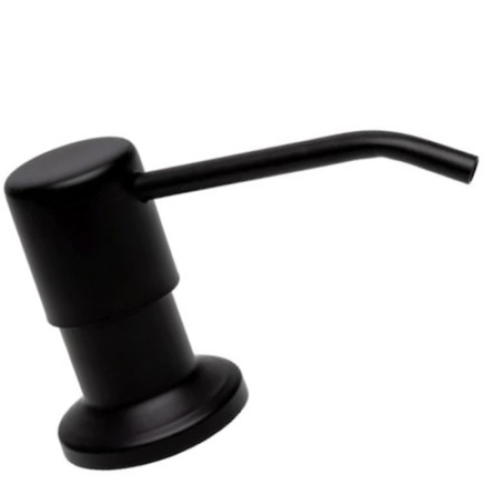 Вграден Диспенсър за Сапун/Течен Перилен Препарат ZEQAS, За Монтаж на Плот/Мивка, Изработен от Неръждаема Стомана, Елегантен и Модерен Дизайн, Черен, Идеален за Баня и Кухня, Осигурява Лесна и Практична Употреба