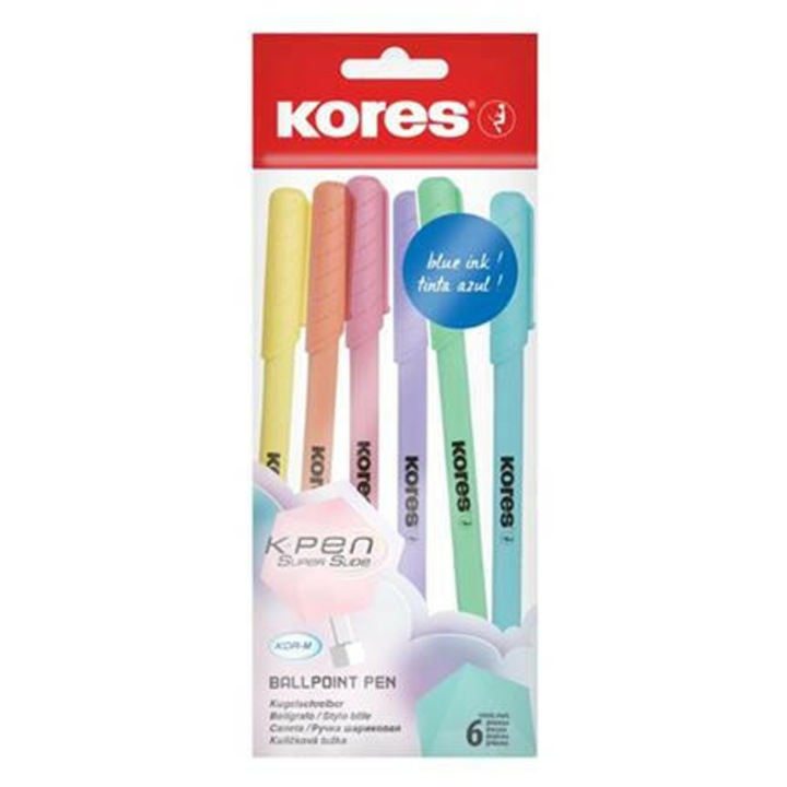 KORES Golyóstoll, 1,0 mm, kupakos, háromszögletű, KOR-M Pastel, kék