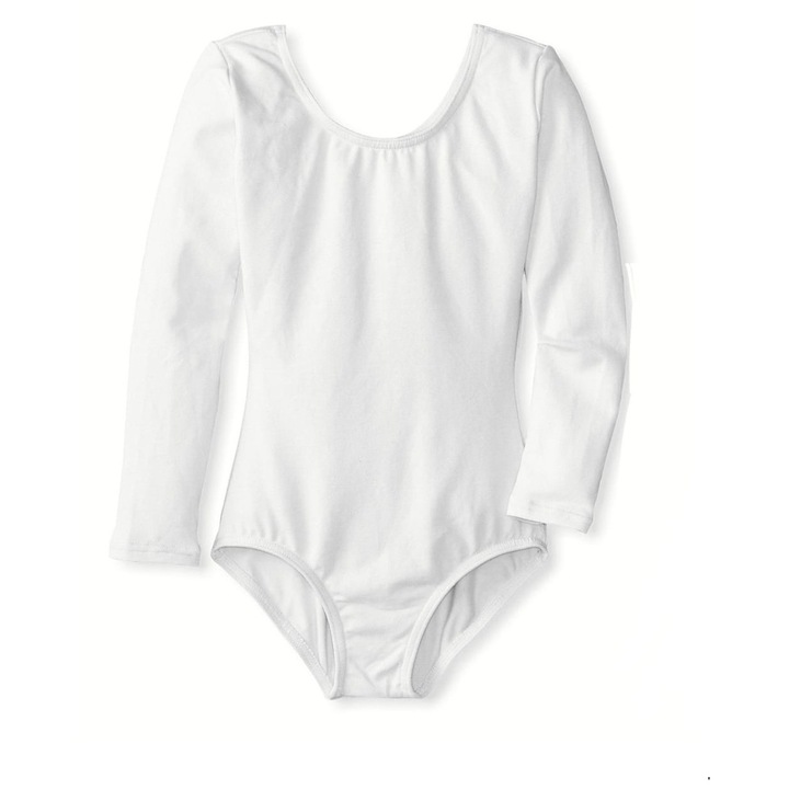 Body pentru fetite, gimnastica, dans, balet, alb