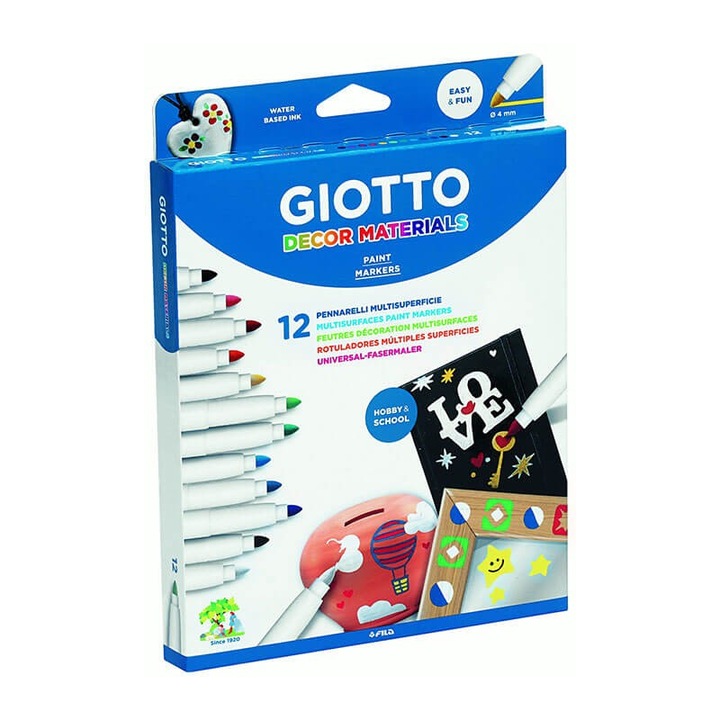 Комплект от 12 маркера - Multisupport Decor, Permanent, Multicolor