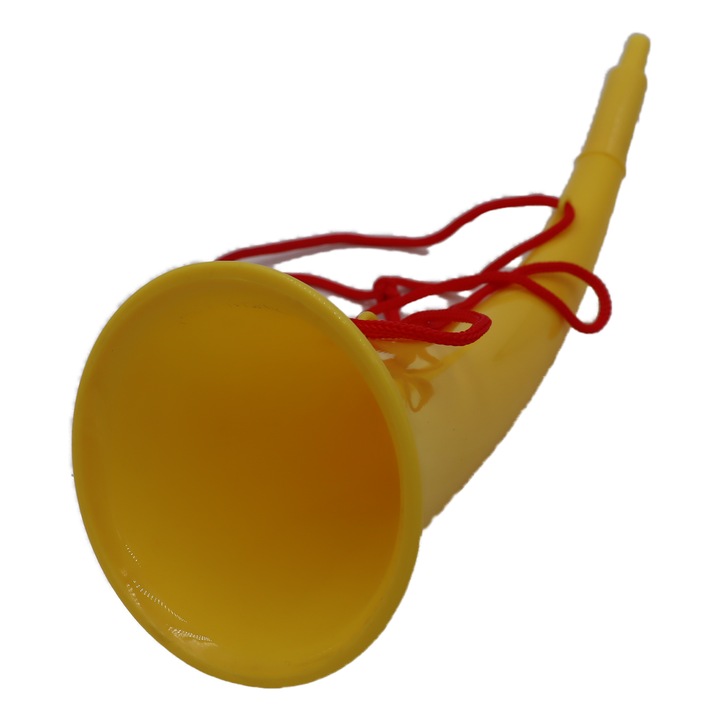 Goarna Curbata, Vuvuzela, Tip Corn, Pentru Petreceri, Evenimente, Galben, Varf Galben, 27 cm Dalimag