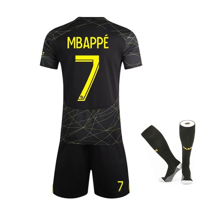 Darmowade férfi sportfelszerelés, Mbappe football mez, 160-170 cm, poliészter, fekete