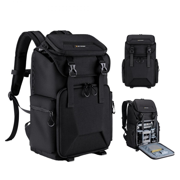 K&F Concept 13.098V2 professzionális kamera hátizsák, laptop zsebbel - 15,6", fekete