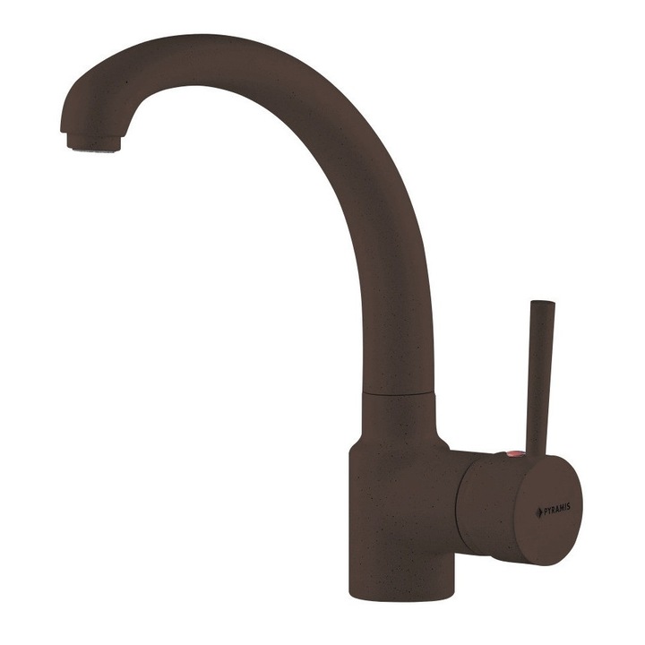 Смесител за кухня Pyramis ARMONICA, едноръкохватков, патрон с керамичен диск, висок чучур, покритие шоколадов гранит