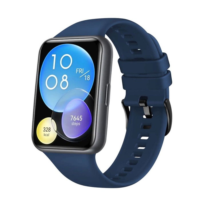 Okosóra szíj, Fixed Silicone Strap kompatibilis Huawei Watch Fit 2, Tengerészkék