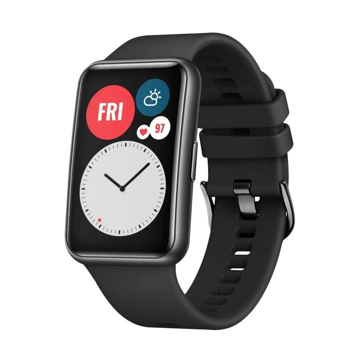 FIXED Silicone Strap for Huawei Watch FIT, Fekete, Okosóra kiegészítő