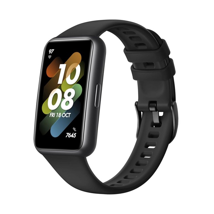 FIXED Silicone Strap for Huawei Band 7, Fekete, FIXSSTB-1053-BK, Okosóra kiegészítő