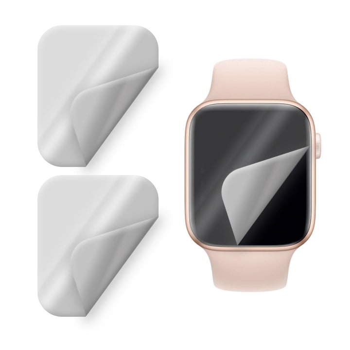 6x védőfólia készlet Apple Watch Series 5 44 mm-es, regenerálható szilikon hidrogél, rugalmas hidrokristály, egyszerű telepítés, teljes védelem, átlátszó
