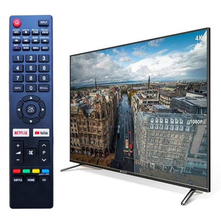 Telecomanda universala pentru NEI LED/LCD Smart TV 32NE4700-39NE4700, neagra