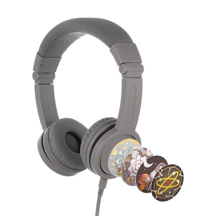Buddyphones Explore Plus vezetékes fejhallgató gyerekeknek, szürke
