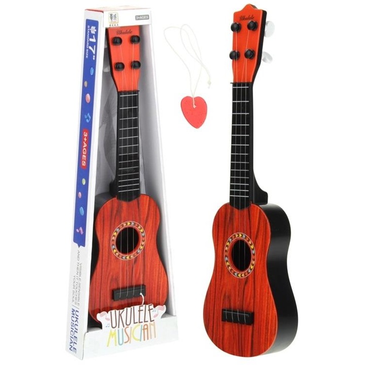 Ukulele gitár, gyerekeknek, Nobo Kids, Műanyag, 3 év+, Barna