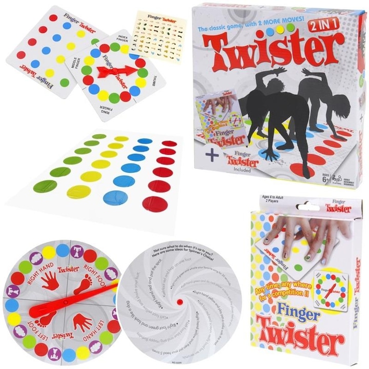 Joc Arcade 2 in 1, Nobo Kids, Classic Twister + Finger, 6 ani +, Multicolor