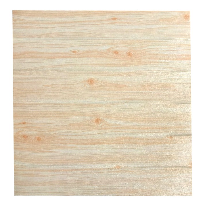 SIKS Öntapadó 3D Tapéta, Famodell domborművel, Világos fa, Modern design, Vízálló, Könnyen tisztítható, Méretek 77 x 70 cm