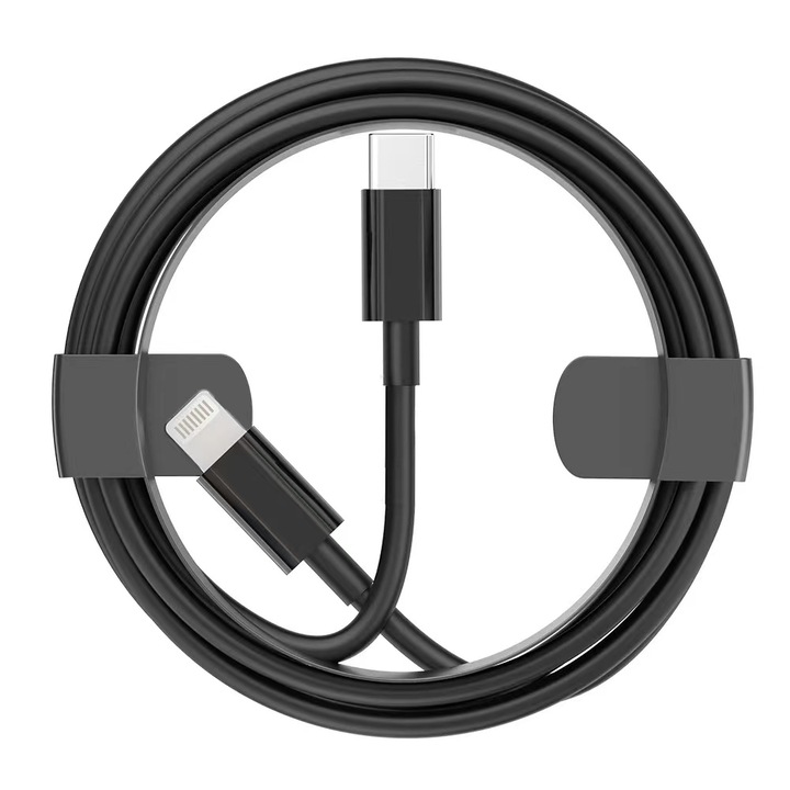 Cablu de date, ZYuuan, USB-C/Lightning, 20 W, 2 m, Negru