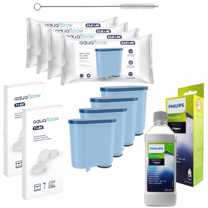 Комплект за поддръжка на Espressor, Aquaflow, Съвместим със Saeco/Philips, 8 броя