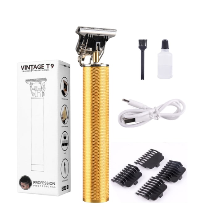 Masina Profesionala De Tuns Barba si Contur, Incarcare Rapida, Cablu USB-Type C, Auriu