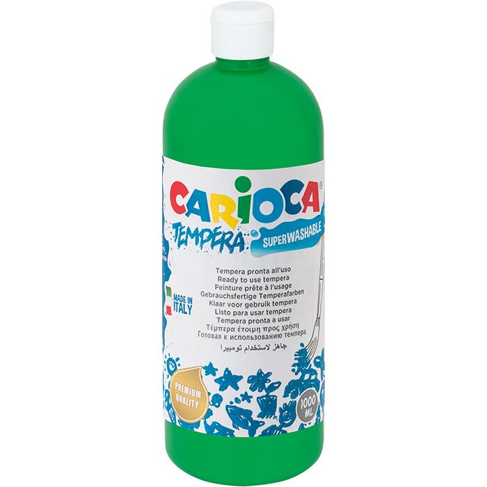 Carioca Tempera PRONTA 1000ml Verde BRILLA: Colore Brillante E Coprente Per Scuole E Hobby