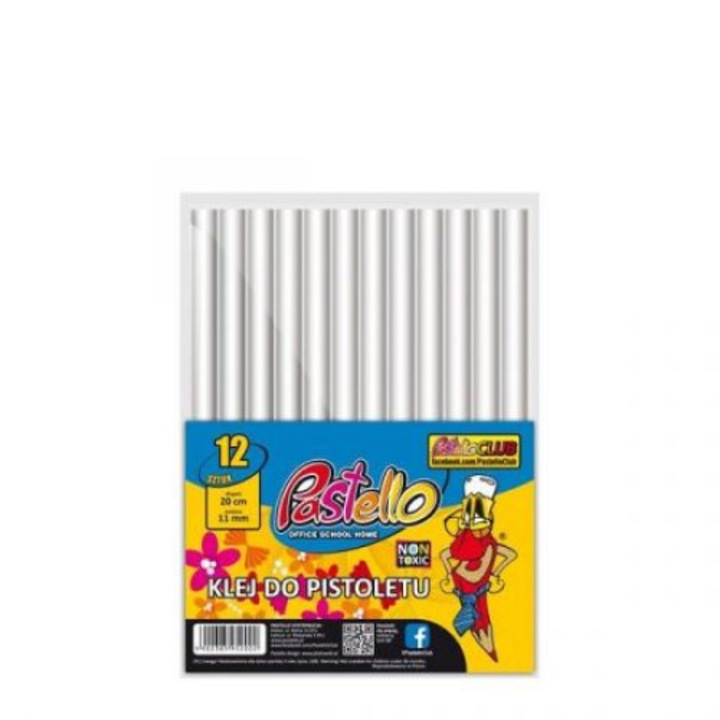 Set 12 cartuse pentru pistol de lipit, PASTELLO, 11 mm, Multicolor