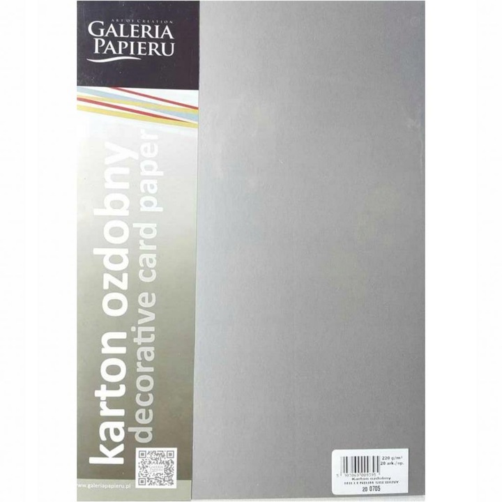 Set 20 cartoane decorative Galeria Papieru, 220g, Argintiu