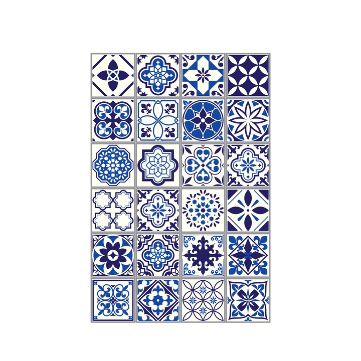 Sticker faianta - Spanish and Moroccan Blue, 12 buc, 20x20cm