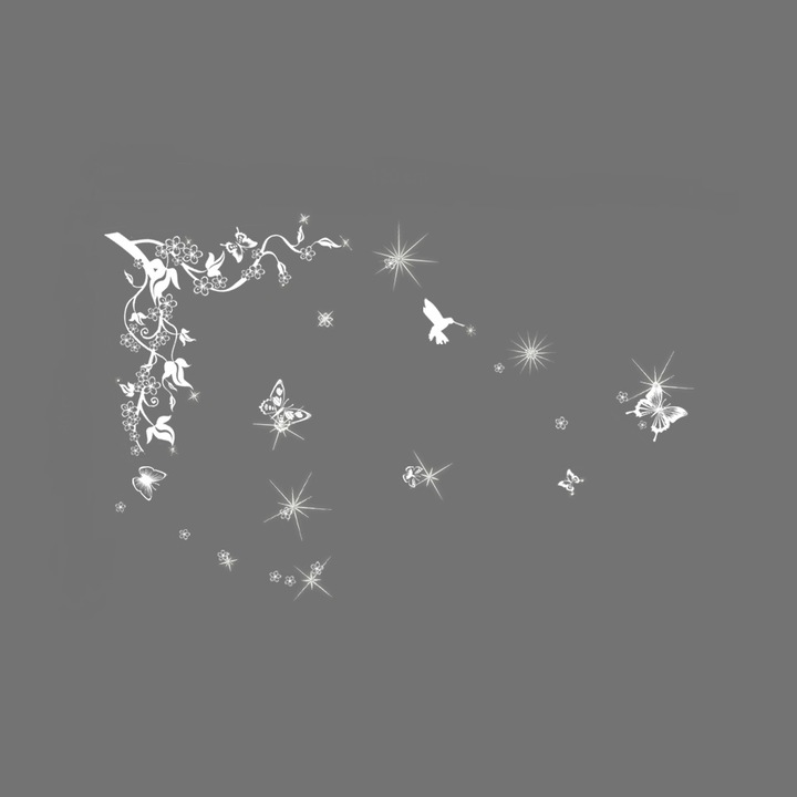Sticker Natura cu Fluturasi si cristale stil Swarovski 100x80cm