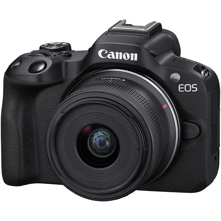 Canon EOS R50 tükör nélküli kamera, 24,2 MP, 4K + 18-45 mm objektív, fekete