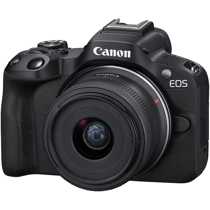 Aparat foto Mirrorless Canon EOS R50, 24.2MP, 4K + Obiectiv 18-45mm, Negru