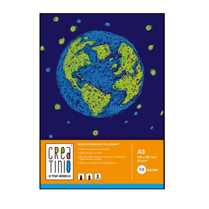 Bloc tehnic A4, TOP2000, 10 coli, Multicolor