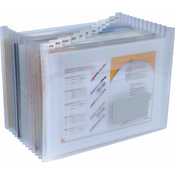 Dosar armonica Pentel, 13 buzunare, dimensiune ajustabila, material reciclat