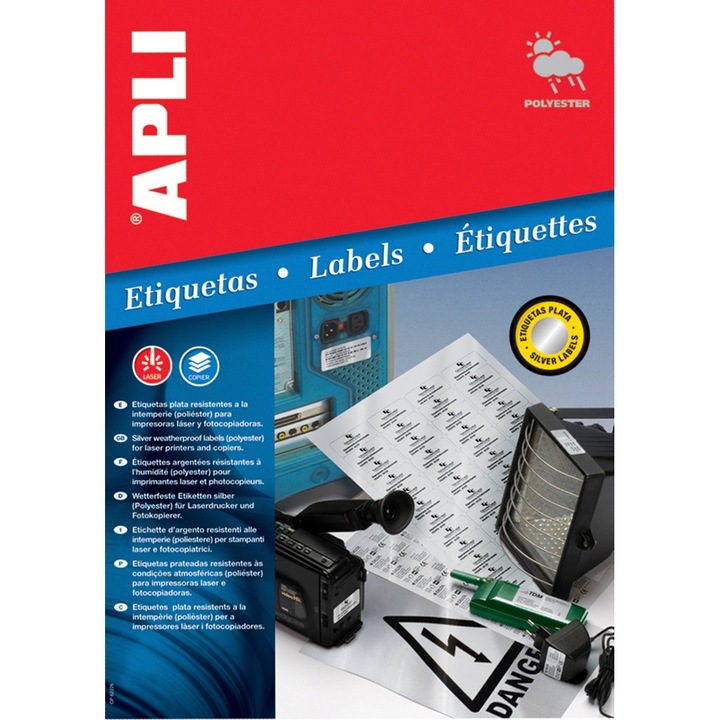 Etichete argintii APLI 63,5x29,6mm PVC AP10070