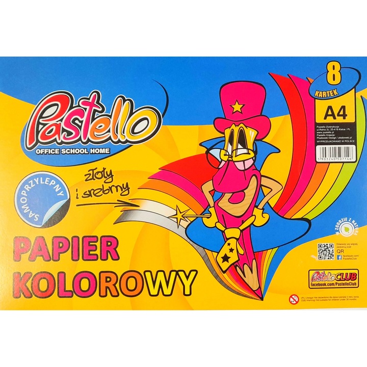 A4-es színes matricapapír, 8 lap, PASTELLO
