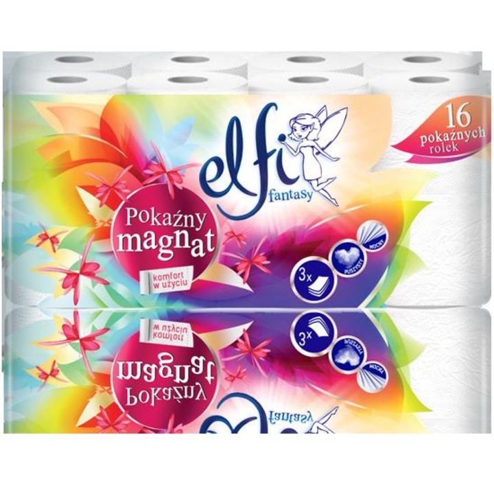 Hartie igienica Fantasy, Elfi, 16 role, 3 straturi, Alb