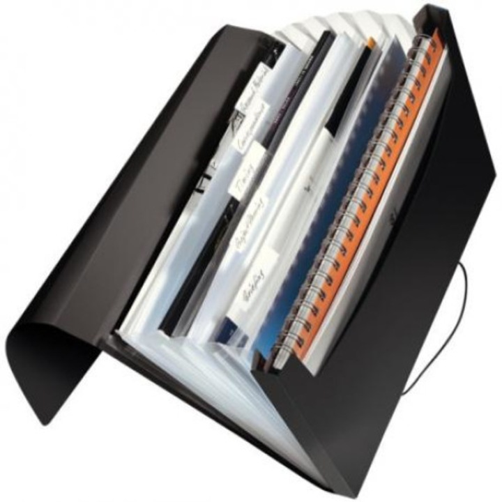 Servieta cu 6 compartimente, Leitz, Negru