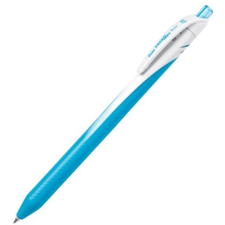 Писалка, PENTEL, инокс, 0,7 мм, синьо/бяло