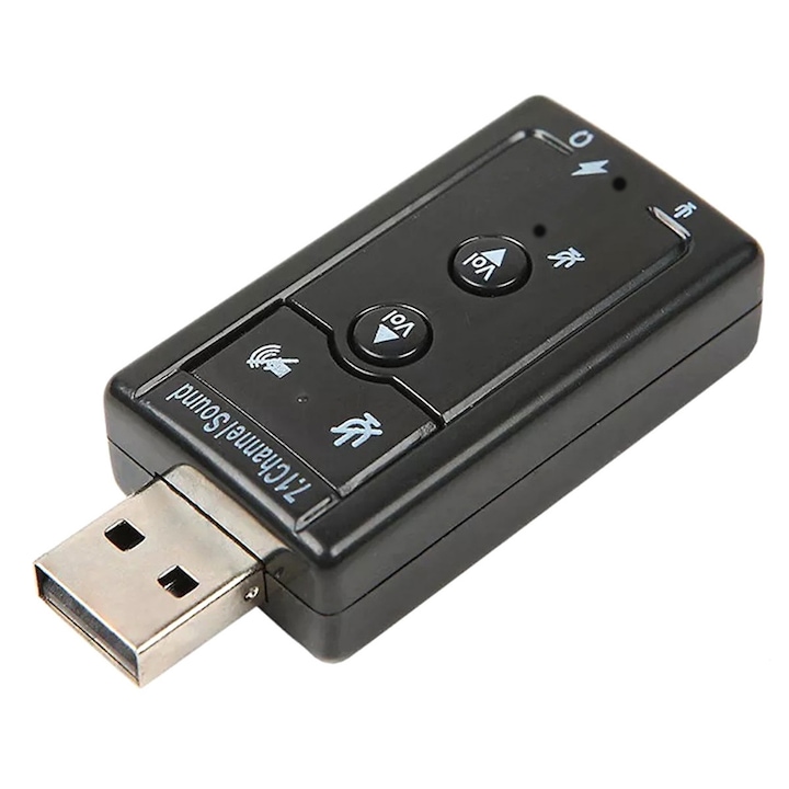 Placa de sunet USB, Zola®, sistem virtual 7.1CH si XEAR 3D incorporat, egalizator pe 12 canale, buton MUTE, 5.8x2.5x1.3 cm