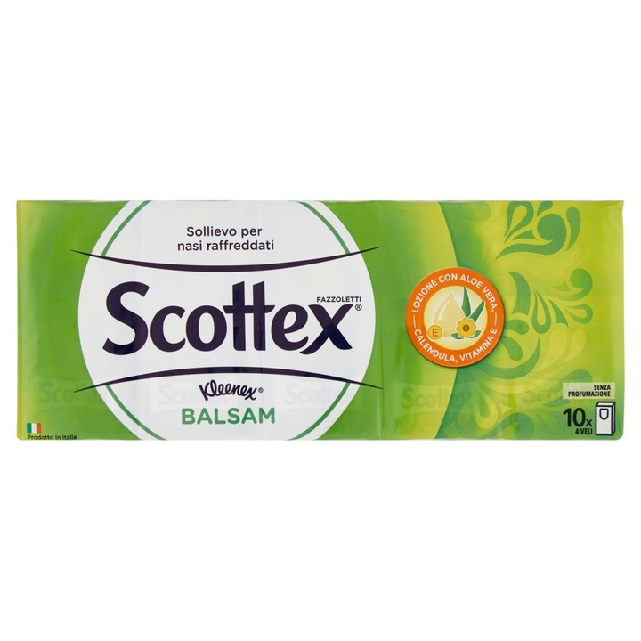 Set 10 Pachete Servetele Nazale cu Balsam Scottex, 21 X 21 cm
