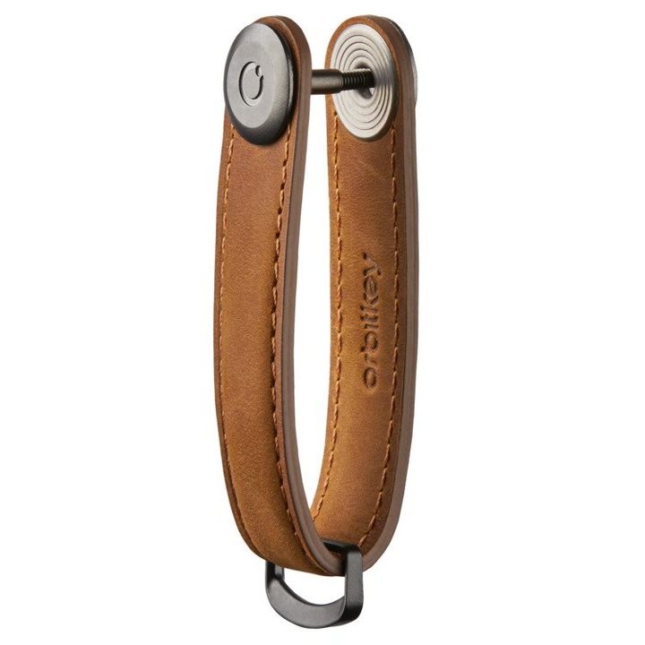 Kulcstartó kulcsokhoz, Orbitkey, természetes bőr/rozsdamentes acél, barna