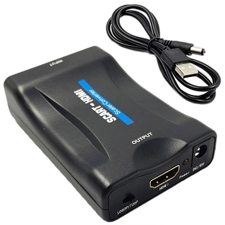 Adaptor, Sundiguer, SCART/HDMI, Negru