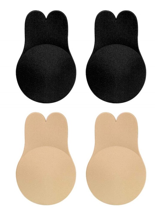 Vaxiuja Melltartó tapasz készlet, 2 pár, szilikon, fekete/bézs, S-M