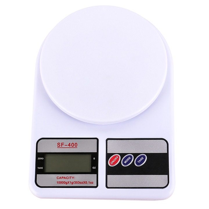 Cantar de bucatarie, LCD, 10KG, Alb