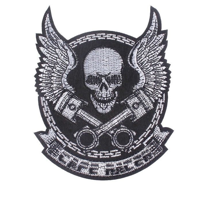 Petic textil brodat schelet Cafe Racer 12.7x10.2 cm