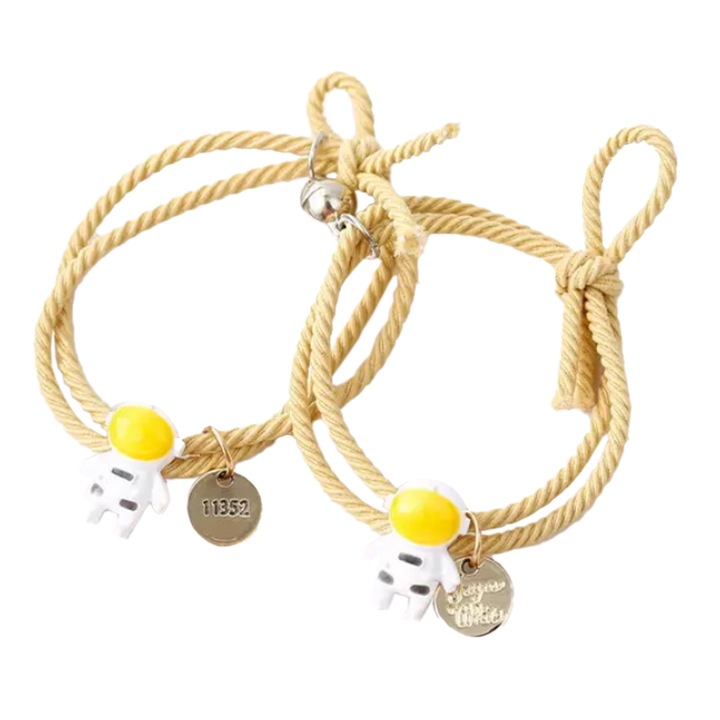 Mágneses karkötő készlet, húr típus, űrhajós modell, arany kerek kiegészítő, unisex, sárga, EFAYN