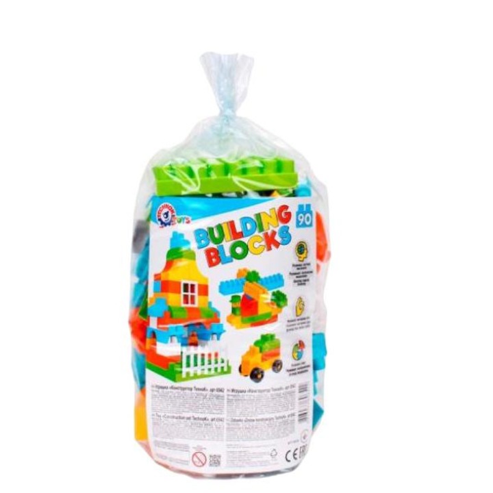 Комплект строителни блокчета, ТехноК, Пластмасови, Многоцветни, 90 бр