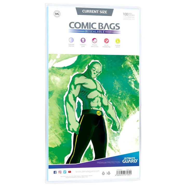 Ultimate Guard Comic Bags Resealable (100) - Current Size