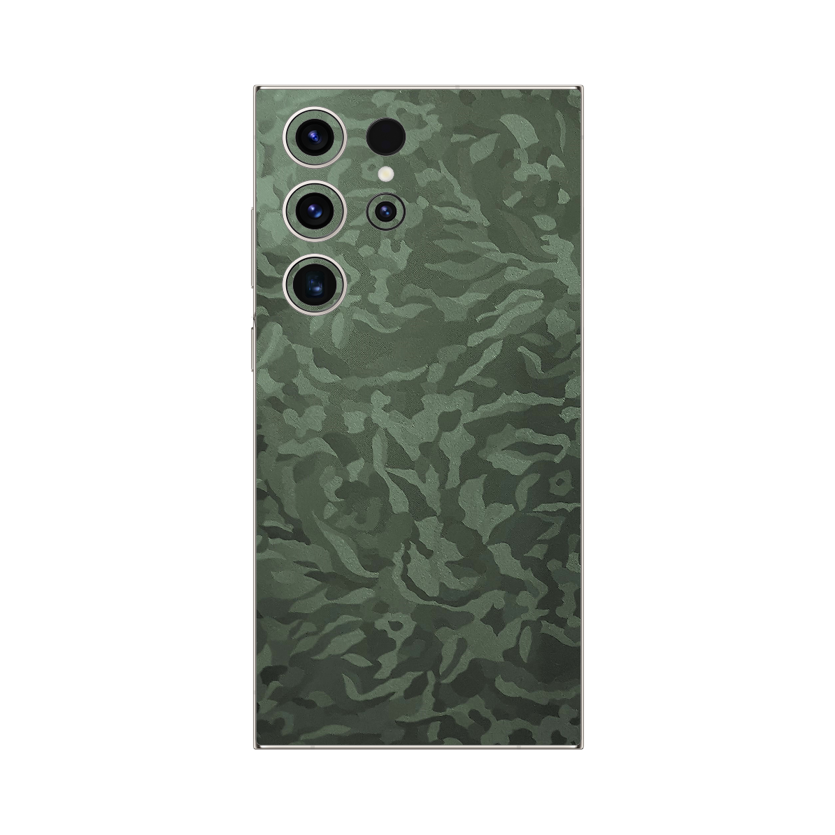 Folie iSkinz pentru Samsung Galaxy S23 Ultra 5G - Camo Verde Military Green Shadow 360 Cut, Skin Adeziv Full Body Cover, Protectie Carcasa Spate si Laterale