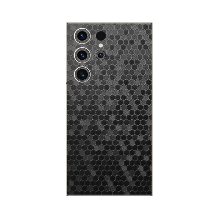 Протектор iSkinz, За Samsung Galaxy S23 Ultra 5G - Honeycomb Negru Black 360 Cut, Full Body Cover Adhesive Skin, Back and Side Case Protection